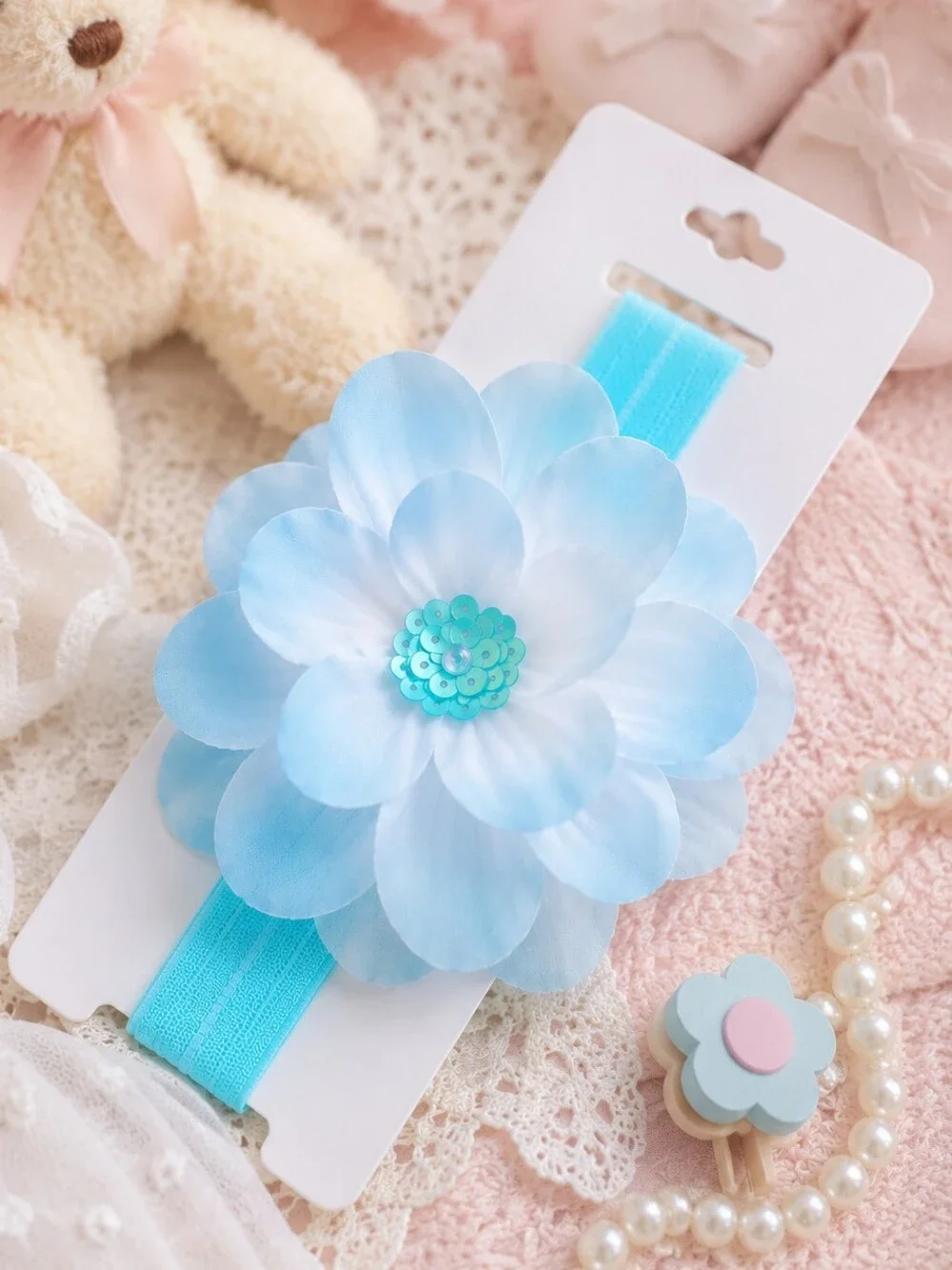 Shimmy Shimmy Inc Baby Toddler Blue Ombre Flower Headband USA NWT